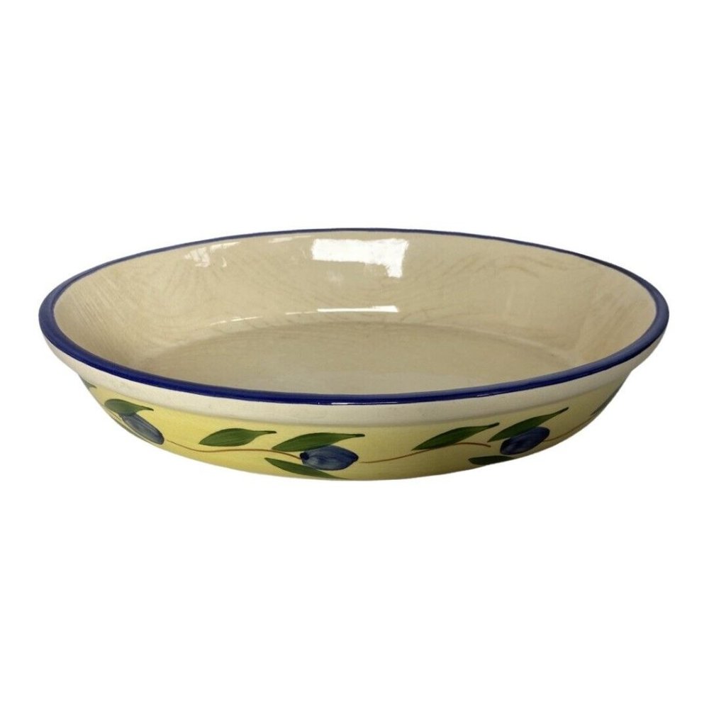 Ceramic Casserole Dish Vtg Olive Branch Painting Oval Bakeware Made In Italy